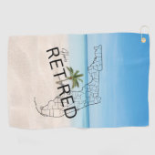 ハッピーフロリ退職したダトロピカルビーチ&パームツリー ゴルフタオル (横)