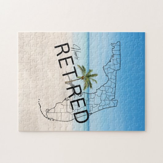 ハッピーフロリ退職したダトロピカルビーチ&パームツリー ジグソーパズル (横)