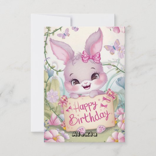 ハッピーフワフバニーデジタル誕生日 カード (正面)