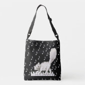 ハッピーフワフワフワのテールホワイトキャット踊りオンピアノ鍵 クロスボディバッグ (裏面)