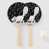 ハッピーフワフワ白猫オンピアノ鍵音符 ハンドファン (正面&裏面)