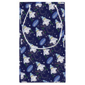 ハッピーフーパターンクリスマスの雪フクロウ  スモールペーパーバッグ (裏面)