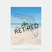 ハッピーフ退職したリダマップビーチとパームツリー アクリルサイン (正面)