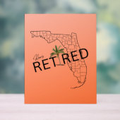 ハッピーフ退職したロリダマップとトロピカルパーム アクリルサイン (ニュートラル)