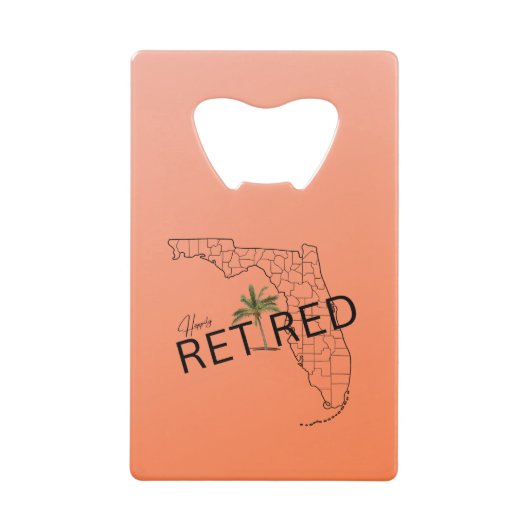 ハッピーフ退職したロリダマップとトロピカルパーム クレジットカード栓抜き (正面)