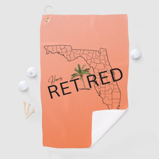 ハッピーフ退職したロリダマップとトロピカルパーム ゴルフタオル (インサイチュ)