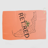 ハッピーフ退職したロリダマップとトロピカルパーム ゴルフタオル (横)