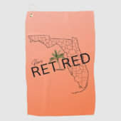 ハッピーフ退職したロリダマップとトロピカルパーム ゴルフタオル (正面)