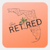 ハッピーフ退職したロリダマップとトロピカルパーム スクエアシール (正面)