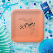 ハッピーフ退職したロリダマップとトロピカルパーム ペーパープレート (パーティー)