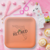 ハッピーフ退職したロリダマップとトロピカルパーム ペーパープレート (パーティー)