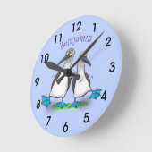 ハッピーブおもしろいルーフットのおっぱい踊り漫画 ラウンド壁時計 (傾斜)