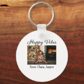 ハッピーブキッズファミリークリスマスフォト招待状 キーホルダー (正面)