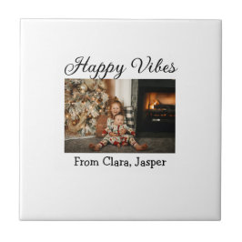 ハッピーブキッズファミリークリスマスフォト招待状 タイル