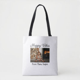 ハッピーブキッズファミリークリスマスフォト招待状 トートバッグ