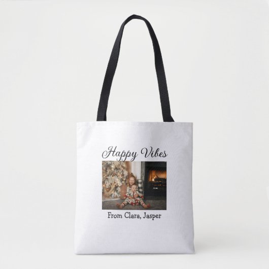ハッピーブキッズファミリークリスマスフォト招待状 トートバッグ (正面)