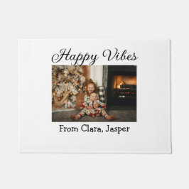 ハッピーブキッズファミリークリスマスフォト招待状 ドアマット