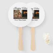 ハッピーブキッズファミリークリスマスフォト招待状 ハンドファン (正面&裏面)