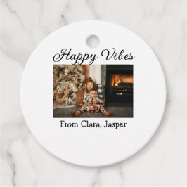 ハッピーブキッズファミリークリスマスフォト招待状 フェイバータグ