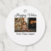 ハッピーブキッズファミリークリスマスフォト招待状 フェイバータグ (裏面)