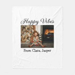 ハッピーブキッズファミリークリスマスフォト招待状 フリースブランケット