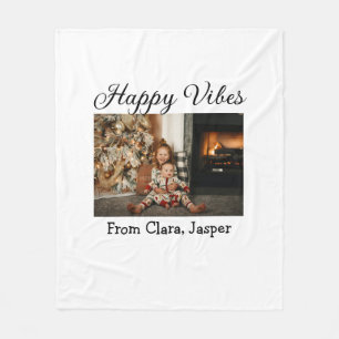 ハッピーブキッズファミリークリスマスフォト招待状 フリースブランケット