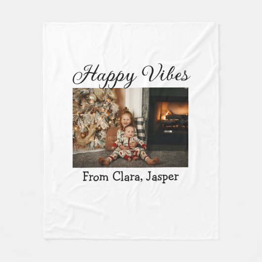 ハッピーブキッズファミリークリスマスフォト招待状 フリースブランケット (正面)