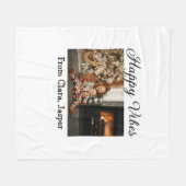 ハッピーブキッズファミリークリスマスフォト招待状 フリースブランケット (正面(横))