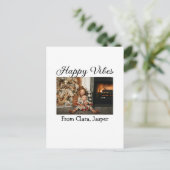 ハッピーブキッズファミリークリスマスフォト招待状 ポストカード (スタンド正面)