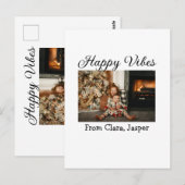 ハッピーブキッズファミリークリスマスフォト招待状 ポストカード (正面/裏面)