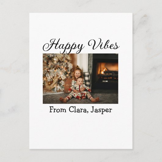 ハッピーブキッズファミリークリスマスフォト招待状 ポストカード (正面)