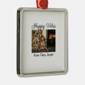 ハッピーブキッズファミリークリスマスフォト招待状 メタルオーナメント (右)