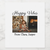 ハッピーブキッズファミリークリスマスフォト招待状 ワインラベル (シングルラベル)