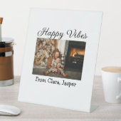 ハッピーブキッズファミリークリスマスフォト招待状 台座サイン (インサイチュ)