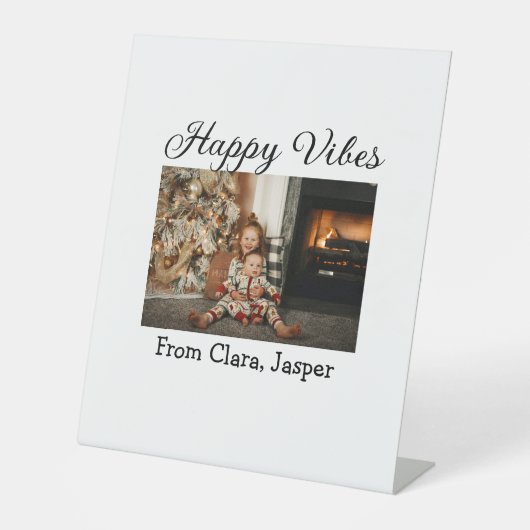 ハッピーブキッズファミリークリスマスフォト招待状 台座サイン (正面)
