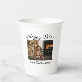 ハッピーブキッズファミリークリスマスフォト招待状 紙コップ