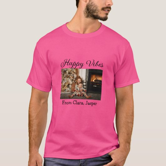 ハッピーブキッズファミリークリスマスフォト招待状 Tシャツ (正面)