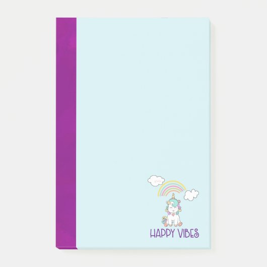 ハッピーブスタイポグラフィかわいい笑顔ユニコーン ポストイット (正面)