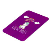 ハッピーブスタイポグラフィかわいい笑顔ユニコーン マグネット (左側)