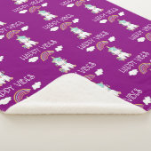 ハッピーブスタイポグラフィ笑顔ユニコーンパターン シェルパブランケット (3/4)