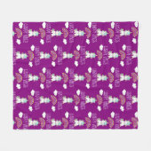 ハッピーブスタイポグラフィ笑顔ユニコーンパターン フリースブランケット (正面(横))