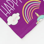 ハッピーブスタイポグラフィ笑顔ユニコーンパターン フリースブランケット (角)