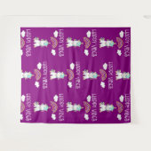 ハッピーブスタイポグラフィ素晴らしレインボー&ユニコーン タペストリー (正面(横))