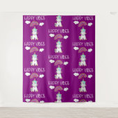 ハッピーブスタイポグラフィ素晴らしレインボー&ユニコーン タペストリー (正面)