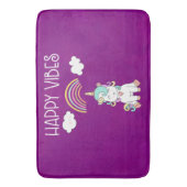 ハッピーブスタイポグラフィ素晴らしレインボー&ユニコーン バスマット (正面縦)