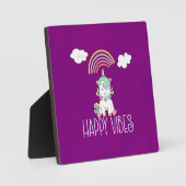 ハッピーブスタイポグラフィ素晴らしレインボー&ユニコーン フォトプラーク (正面)