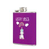 ハッピーブスタイポグラフィ素晴らしレインボー&ユニコーン フラスク (左)