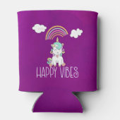 ハッピーブスタイポグラフィ素晴らしレインボー&ユニコーン 缶クーラー (裏面)