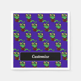 ハッピーブックウォームパープル スタンダードカクテルナプキン