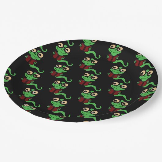 ハッピーブックウォームブラック ペーパープレート (アングル)